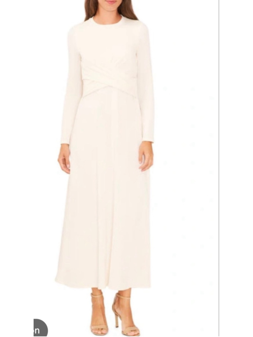 Women's Halogen Long Sleeve Midi Dress Cream Antique White size Small